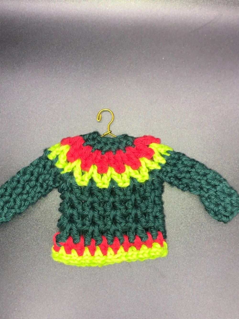 Mini Crochet Sweater Ornament, Gift Tag, Bag Accessory